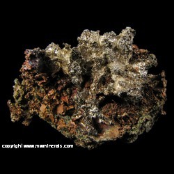 Minerals Specimen: Silver Crystals on Copper Crystals Haflbreed from Houghton Co., Michigan Minerals Specimen: Silver Crystals on Copper Crystals Haflbreed from Houghton Co., Michigan