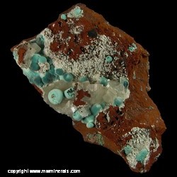 Mineral Specimen: Spherical Rosasite, Calcite from Mina Ojuela, Mapimi, Durango, Mexico Mineral Specimen: Spherical Rosasite, Calcite from Mina Ojuela, Mapimi, Durango, Mexico