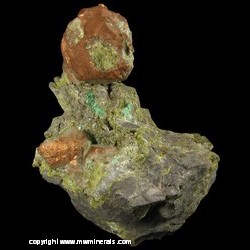 Mineral Specimen: Copper Crystals, Epidote, Quartz with Included Epidote from Centennial Mine, Centennial, Houghton Co., Michigan Mineral Specimen: Copper Crystals, Epidote, Quartz with Included Epidote from Centennial Mine, Centennial, Houghton Co., Michigan
