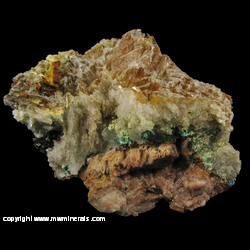 Mineral Specimen: Selenite on Calcite with Azurite from Laurion, Attica, Greece Mineral Specimen: Selenite on Calcite with Azurite from Laurion, Attica, Greece