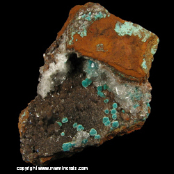 Minerals Specimen: Rosasite, Calcite from Mina Ojuela, Mapimi, Durango, Mexico