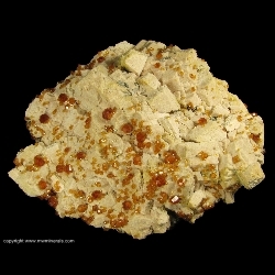Minerals Specimen: Gemmy Spessartine Garnet on Microcline from Tongbei, Yunxiao County, Zhangzhou Prefecture, Fujian Province, China Minerals Specimen: Gemmy Spessartine Garnet on Microcline from Tongbei, Yunxiao County, Zhangzhou Prefecture, Fujian Province, China