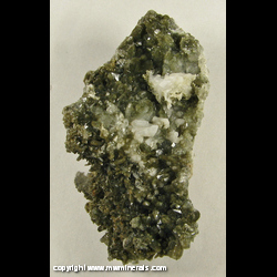 Mineral Specimen: Green Quartz (Included Hedenbergite), Hendenbergite, Calcite, Pyrite from Mina San Antonio, East Camp, Santa Eulalia Dist., Mun. de Aquiles Serdan, Chihuahua, Mexico