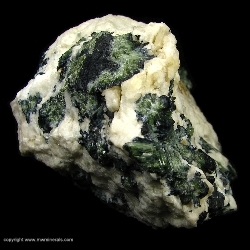 Minerals Specimen: Green Tourmaline with Indicolite (Elbaite) in Milky Quartz from Chesterfield, Hampshire County, Massachusetts Minerals Specimen: Green Tourmaline with Indicolite (Elbaite) in Milky Quartz from Chesterfield, Hampshire County, Massachusetts