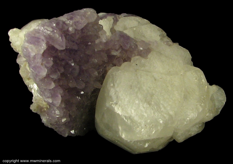Mineral Specimen: Amethyst and Calcite from Guanajuato, Mun. de Guanajuato, Guanajuato, Mexico