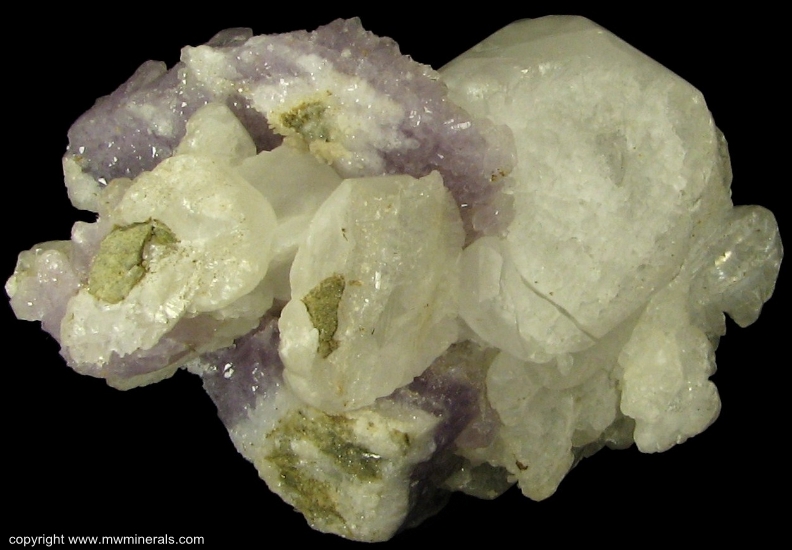 Mineral Specimen: Amethyst and Calcite from Guanajuato, Mun. de Guanajuato, Guanajuato, Mexico