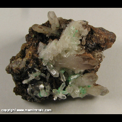 Mineral Specimen: Malachite on Quartz with Hematite from Mun. de Concepcion del Oro, Zacatecas, Mexico Mineral Specimen: Malachite on Quartz with Hematite from Mun. de Concepcion del Oro, Zacatecas, Mexico