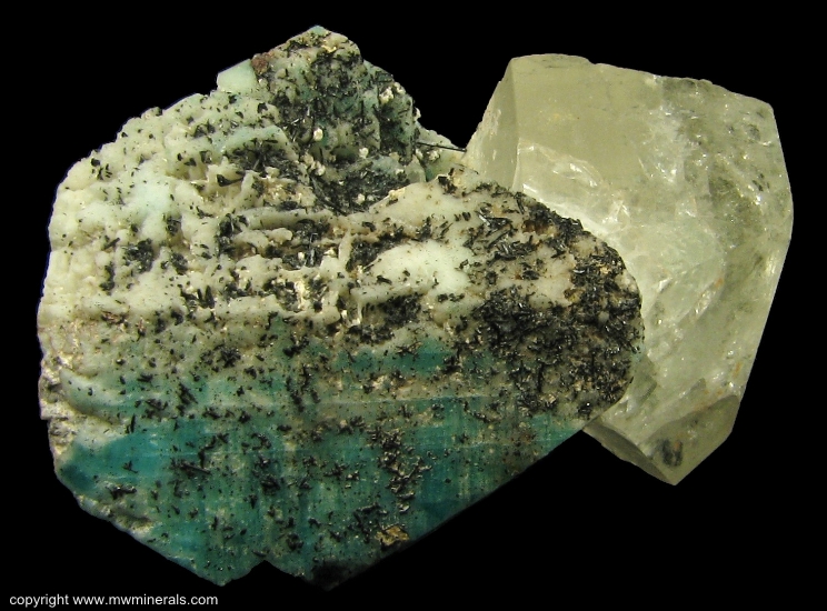 Mineral Specimen: Topaz, Amazonite, Tourmaline, Phenakite from Zapot pegmatite, Gillis Range, Fitting District, Mineral Co., Nevada