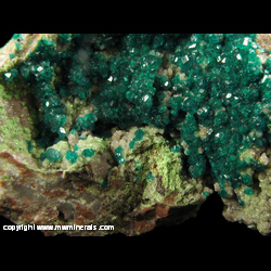 Mineral Specimen: Dioptase, Duftite, Calcite from Tsumeb, Namibia Mineral Specimen: Dioptase, Duftite, Calcite from Tsumeb, Namibia