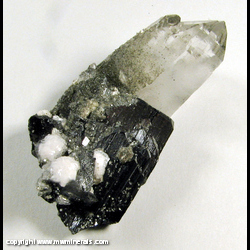 Mineral Specimen: Ferberite, Quartz, Dolomite, Chlorite from Yaogangxian Mine, Yizhang Co., Chenzhou Prefecture, Hunan Province, China Mineral Specimen: Ferberite, Quartz, Dolomite, Chlorite from Yaogangxian Mine, Yizhang Co., Chenzhou Prefecture, Hunan Province, China