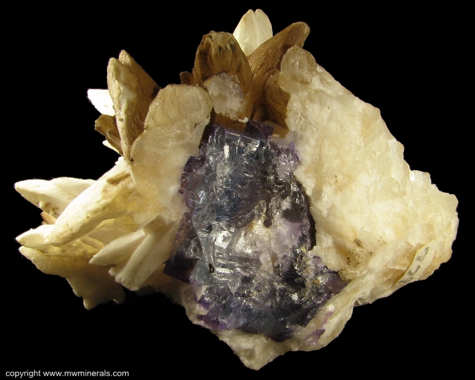 Mineral Specimen: Calcite covered with Bitumen with Fluorite from Cave-In-Rock, Hardin County, Illinois