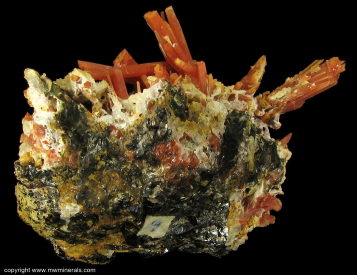 Mineral Specimen: Orange Quartz on Sphalerite from 2nd Sovietskii Mine, Dal'negorsk, Primorskiy Kray, Far-Eastern Region, Russia