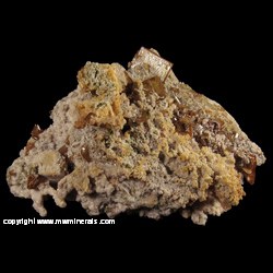 Mineral Specimen: Wulfenite, Calcite, minor Duftite from Tsumeb, Namibia Mineral Specimen: Wulfenite, Calcite, minor Duftite from Tsumeb, Namibia