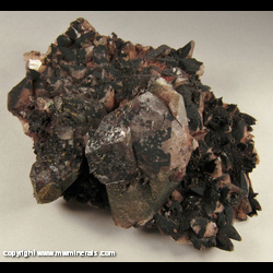 Mineral Specimen: Hematite and Chalcopyrite on Calcite from Pea Ridge Mine, Sullivan, Washington Co., Missouri Mineral Specimen: Hematite and Chalcopyrite on Calcite from Pea Ridge Mine, Sullivan, Washington Co., Missouri