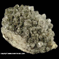 Mineral Specimen: Pyrite on and Included in Calcite from Chihuahua, Mexico Mineral Specimen: Pyrite on and Included in Calcite from Chihuahua, Mexico
