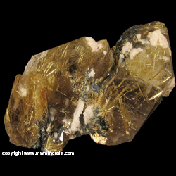 Mineral Specimen: Rutialted Quartz with Hematite and Kaolinite from Novo Horizonte, Bahia, Brazil