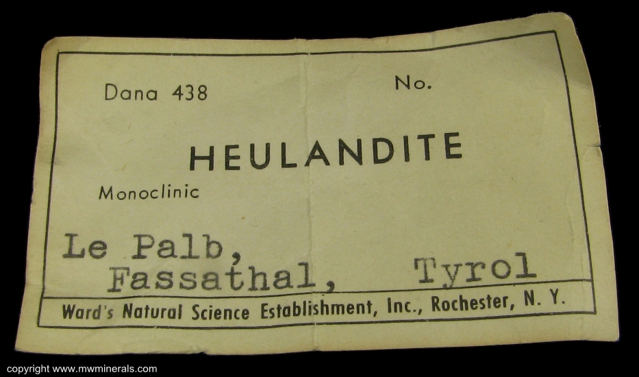 Mineral Specimen: Heulandite from Le Palb, Fassathal, Tyrol, Italy