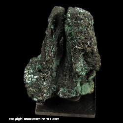 Mineral Specimen: Tennanite pseudomorph after Enargite with Malachite from Tsumeb, Namibia Mineral Specimen: Tennanite pseudomorph after Enargite with Malachite from Tsumeb, Namibia
