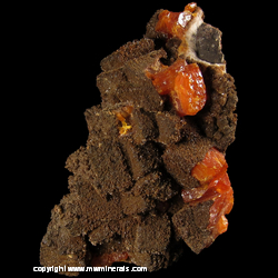 Mineral Specimen: Descloisizite Coating Wulfenite from Ahumada Mine, Los Lamentos, Chihuahua, Mexico Mineral Specimen: Descloisizite Coating Wulfenite from Ahumada Mine, Los Lamentos, Chihuahua, Mexico