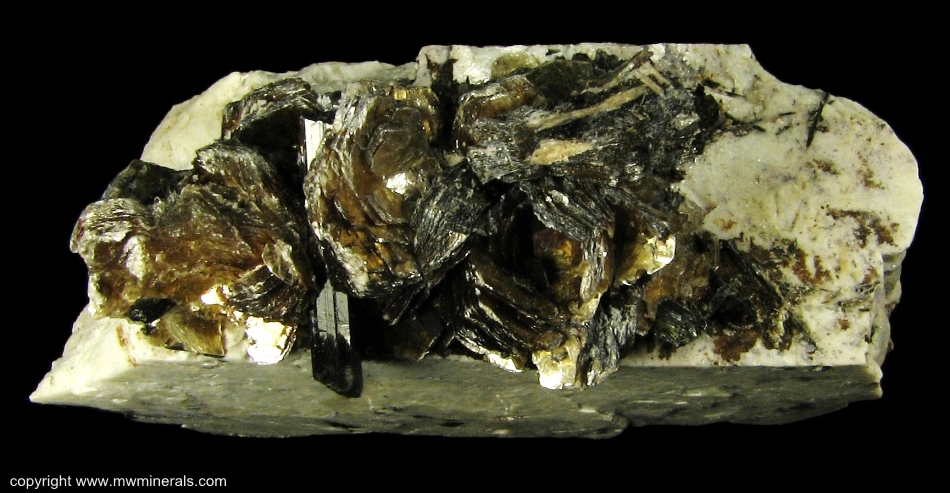 Mineral Specimen: Polylithonite on Albite with Aegirine from Poudrette Quarry, Mont Saint-Hilaire, Rouville RCM, Monteregie, Quebec, Canada