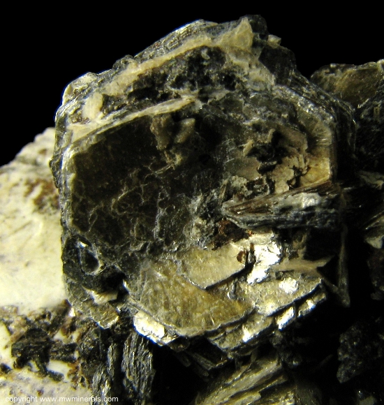 Mineral Specimen: Polylithonite on Albite with Aegirine from Poudrette Quarry, Mont Saint-Hilaire, Rouville RCM, Monteregie, Quebec, Canada