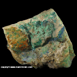 Minerals Specimen: Spangolite, Chrsocolla, Linarite, Quartz, Fluorite from Blanchard Mine, Bingham, Hansonburg District, Socorro Co., New Mexico Minerals Specimen: Spangolite, Chrsocolla, Linarite, Quartz, Fluorite from Blanchard Mine, Bingham, Hansonburg District, Socorro Co., New Mexico