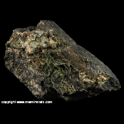 Minerals Specimen: Pumpellyite on Glaucophane from Berkley Hills, Berkley, Alameda Co., Michigan Minerals Specimen: Pumpellyite on Glaucophane from Berkley Hills, Berkley, Alameda Co., Michigan