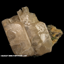 Minerals Specimen: Cerussite, with probable Duftite or Mottramite, Dolomite from Tsumeb, Namibia Minerals Specimen: Cerussite, with probable Duftite or Mottramite, Dolomite from Tsumeb, Namibia