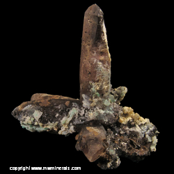 Mineral Specimen: Smoky Quartz, Hematite, Copper Stained Chalcedony with Pseudomophs and Casts from Mexico (likely Concepcio del Oro, Zacatecas, Mexico)