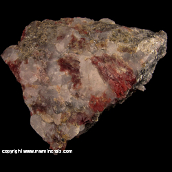 Mineral Specimen: Hallyosite in Quartz with Muscovite from Bjordam, Bamble (Bamle), Telemark, Norway Mineral Specimen: Hallyosite in Quartz with Muscovite from Bjordam, Bamble (Bamle), Telemark, Norway
