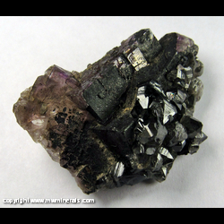 Mineral Specimen: Quartz and Bitumen on Fluorite from Hardin Co., Illinois Mineral Specimen: Quartz and Bitumen on Fluorite from Hardin Co., Illinois