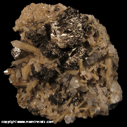 Mineral Specimen: Pyrrhotite, Quartz, Calcite from Trepca Stan Terg Mine, Trepca complex, Trepca valley, Kosovska Mitrovica, Kosovo