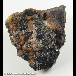 Mineral Specimen: Charlesite, Hematite, Sturmanite from N'Chwaning II Mine, Kuruman, Kalahari manganese fields, Northern Cape Province, South Africa