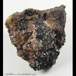 Mineral Specimen: Charlesite, Hematite, Sturmanite from N'Chwaning II Mine, Kuruman, Kalahari manganese fields, Northern Cape Province, South Africa Mineral Specimen: Charlesite, Hematite, Sturmanite from N'Chwaning II Mine, Kuruman, Kalahari manganese fields, Northern Cape Province, South Africa