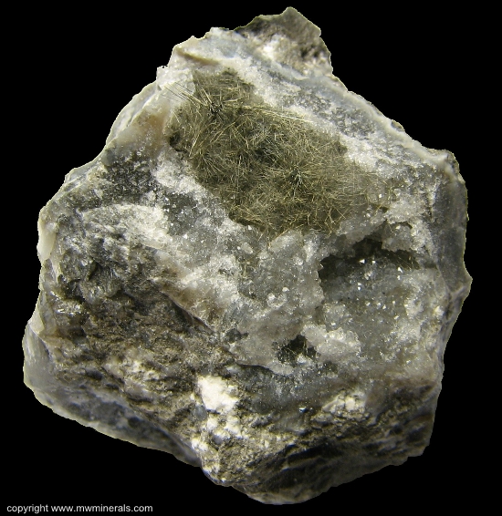Mineral Specimen: Millerite from Wallace Stone Company Quarry, Pigeon, Huron County, Michigan