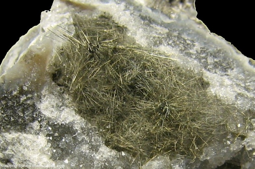 Mineral Specimen: Millerite from Wallace Stone Company Quarry, Pigeon, Huron County, Michigan