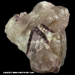 Minerals Specimen: Triangular Bicolor Lepidolite in Quartz and Albite Matrix from Itinga, Minas Gerais, Brazil