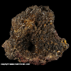 Minerals Specimen: Endlichite (Arsenatian Vanadinite), Descloizite, Wulfenite from Erupcion Mine (Ahumada Mine), Sierra de Los Lamentos, Mun. de Ahumada, Chihuahua, Mexico