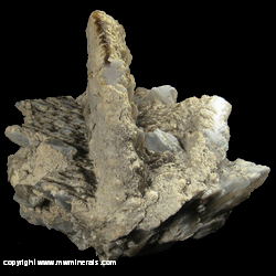 Mineral Specimen: Quartz Pseudomoph after Gypsum with Calcite from Naica, Mun. de Saucillo, Chihuahua, Mexico