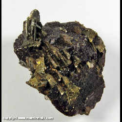 Mineral Specimen: Chalcopyrite Epitaxial Growth on Rubyjack Sphalerite, MarcasiteCrystals, Micro Pyrite Crystals, Druze Quartz from Tri State Disctrict, Joplin, Missouri