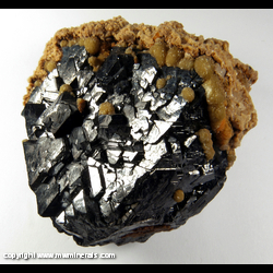 Minerals Specimen: Dolomite and Siderite on Sphalerite with Minor Pyrite from Trepca Complex, Kosovska Municipality, Kosovo