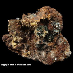 Mineral Specimen: Chalcopyrite, Calcite, Dolomite Coated with Hematite, Hematite Matrix from Pea Ridge Mine, Sullivan, Washington Co., Missouri Mineral Specimen: Chalcopyrite, Calcite, Dolomite Coated with Hematite, Hematite Matrix from Pea Ridge Mine, Sullivan, Washington Co., Missouri