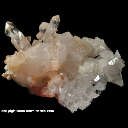 Mineral Specimen: Pink Topaz on Quartz with Included Hematite and Possible Zeunerite, Magnesite from Brumado, Bahia, Brazil Mineral Specimen: Pink Topaz on Quartz with Included Hematite and Possible Zeunerite, Magnesite from Brumado, Bahia, Brazil