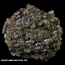 Mineral Specimen: Pyrrhotite covered with Siderite and Sphalerite and Twinned Calcite and Quartz from Trepca complex, Trepca valley, Kosovska Mitrovica, District of Kosovska Mitrovica, Kosovo Mineral Specimen: Pyrrhotite covered with Siderite and Sphalerite and Twinned Calcite and Quartz from Trepca complex, Trepca valley, Kosovska Mitrovica, District of Kosovska Mitrovica, Kosovo