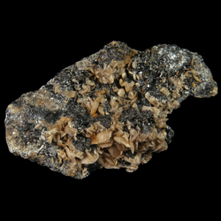 Mineral Specimen: Discoid Siderite Crystals on Sphalerite Crystals with Pyrite from Eagle Mine, Gilman district, Eagle Co., Colorado Mineral Specimen: Discoid Siderite Crystals on Sphalerite Crystals with Pyrite from Eagle Mine, Gilman district, Eagle Co., Colorado