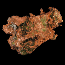 Mineral Specimen: Silver on Copper Halfbreed with Epidote and Calcite from Caledonia Mine, Ontonagon Co., Michigan, USA Mineral Specimen: Silver on Copper Halfbreed with Epidote and Calcite from Caledonia Mine, Ontonagon Co., Michigan, USA