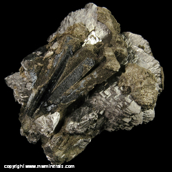 Minerals Specimen: Ilvaite coated with Hedenbergite, Arsenopyrite from Huanggang Mine, Inner Mongolia, China Minerals Specimen: Ilvaite coated with Hedenbergite, Arsenopyrite from Huanggang Mine, Inner Mongolia, China