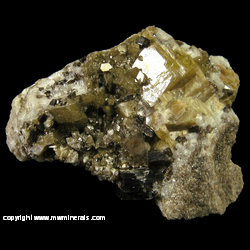 Minerals Specimen: Green and Brown Siderite Crystals, Muscovite, Albite, Quartz from Nello Teer Crabtree Creek Quarry, Raleigh, Wake Co., North Carolina
