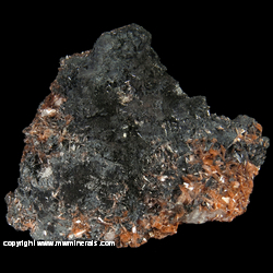 Mineral Specimen: Inesite on Unidentified Manganese Oxide from N'Chwaning Mines, Kuruman, Kalahari manganese fields, Northern Cape Province, South Africa Mineral Specimen: Inesite on Unidentified Manganese Oxide from N'Chwaning Mines, Kuruman, Kalahari manganese fields, Northern Cape Province, South Africa