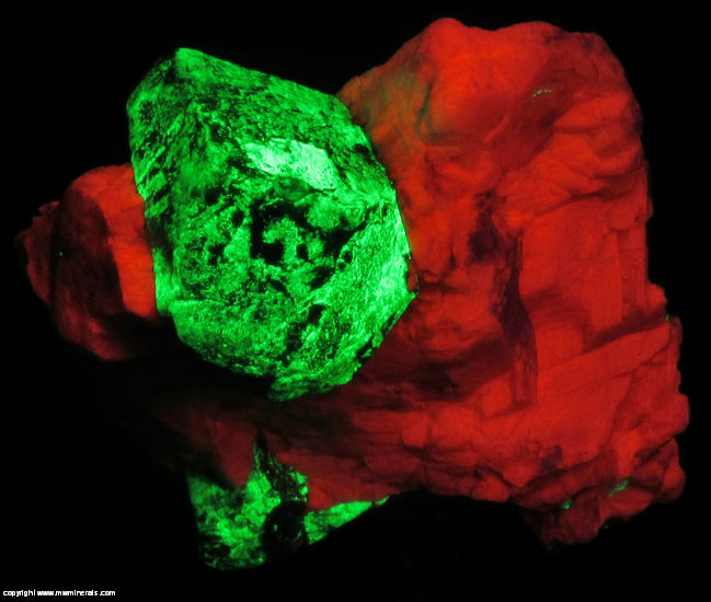 Fluorescent Mineral Specimen: Willemite, Calcite, minor Franklinite from Franklin Furnace (Franklin), Sussex Co., New Jersey Fluorescent Mineral Specimen: Willemite, Calcite, minor Franklinite from Franklin Furnace (Franklin), Sussex Co., New Jersey